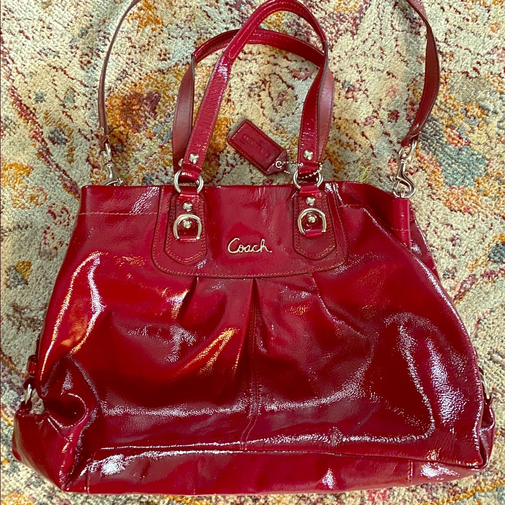 Coach Ashley Red Leather Patent Purse